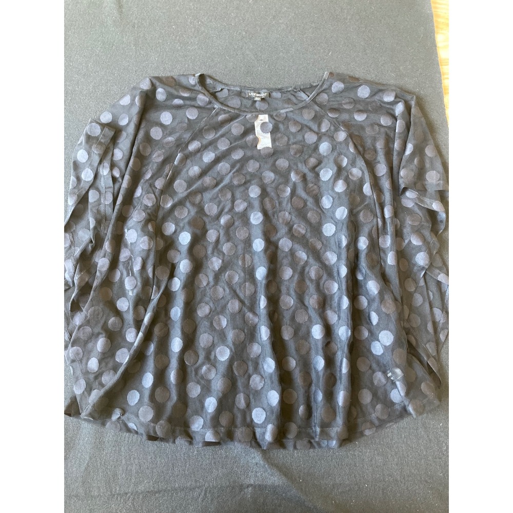 Lane Bryant Womens Black Polka Dot Sheer Mesh Poncho Top Size 26/28 NWT 1112413